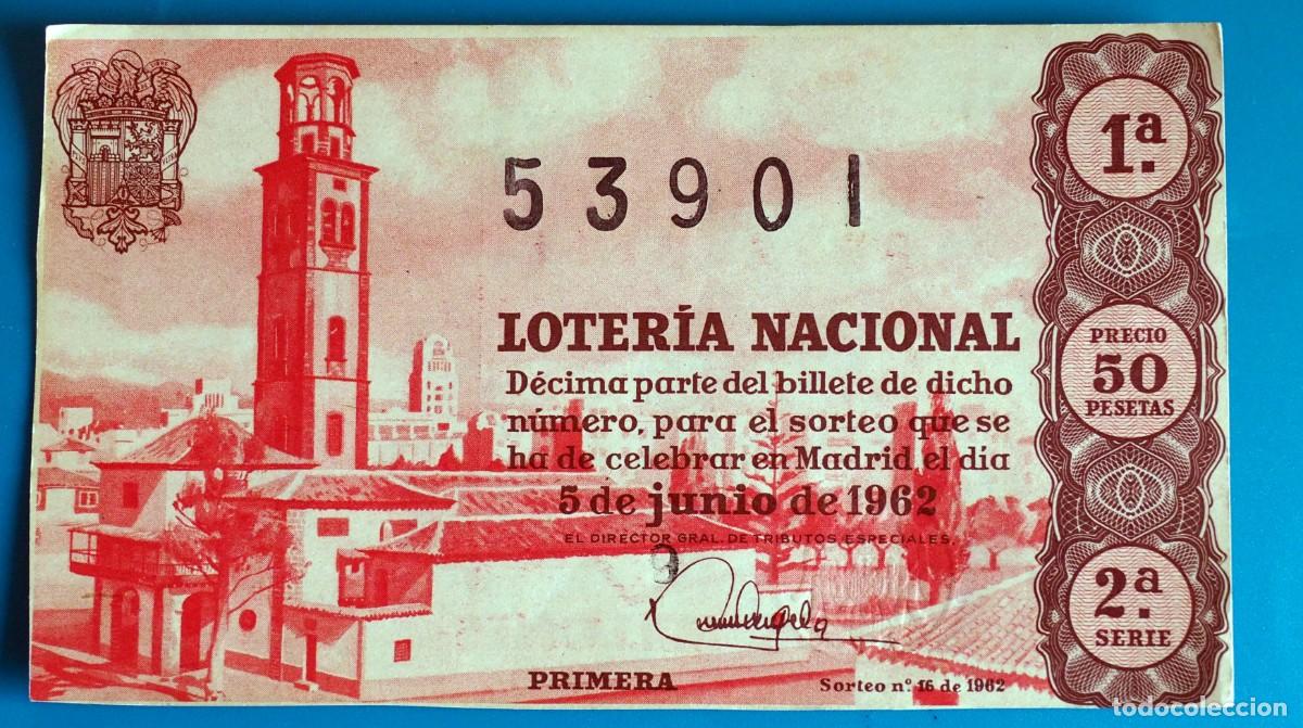 National Spanish Lottery: D&Eacute;CIMO DE LOTER&Iacute;A: LOTERIA NACIONAL. SDM&Oacute;N DE LOTERIAS BELLO. VALENCIA. 5 DE JUNIO 1962