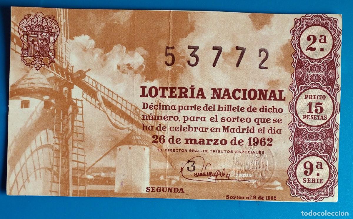 National Spanish Lottery: D&Eacute;CIMO DE LOTER&Iacute;A: LOTER&Iacute;A NACIONAL. ADMON. VALENCIA. 26 DE MARZO 1962
