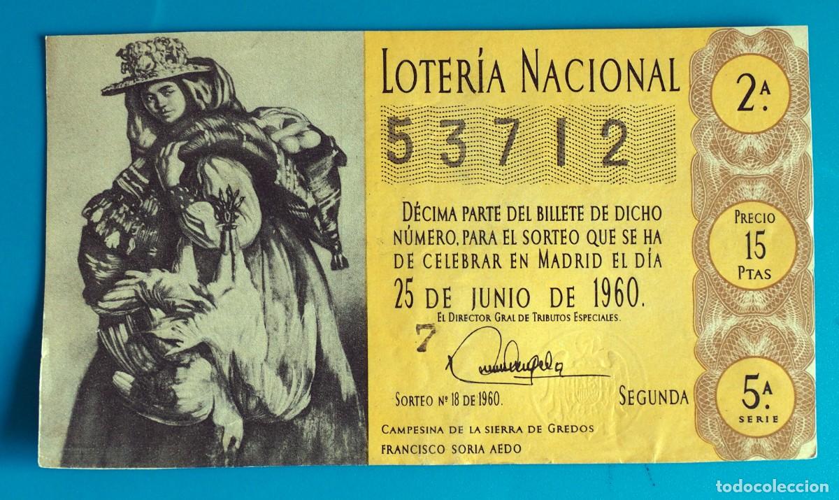 National Spanish Lottery: D&Eacute;CIMO DE LOTER&Iacute;A: LOTER&Iacute;A NACIONAL. ADMON.VALENCIA. 25 DE JUNIO 1960