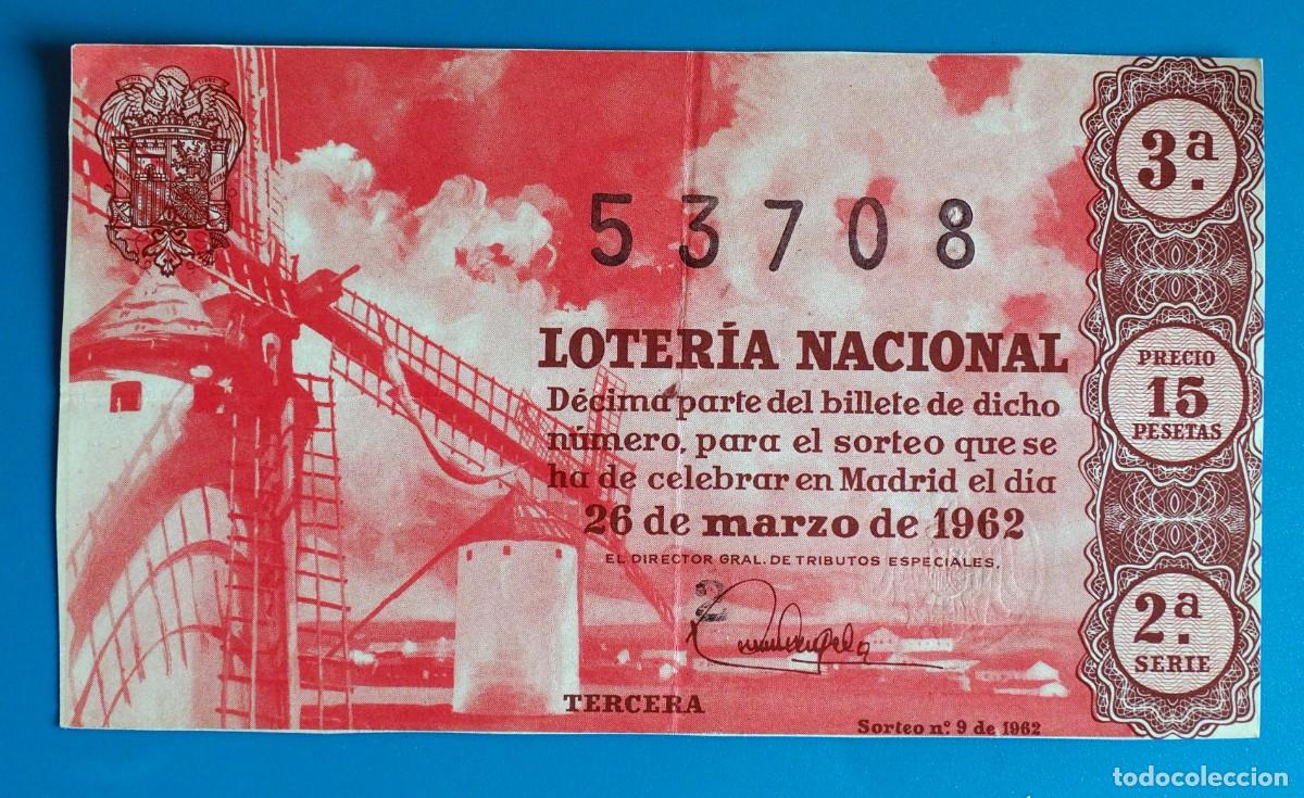 National Spanish Lottery: D&Eacute;CIMO DE LOTER&Iacute;A: LOTER&Iacute;A NACIONAL. ADMON.VALENCIA. 26 DE MARZO 1962