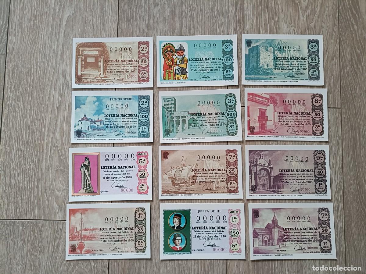 Nationale spanische Lotterie: COLECCI&Oacute;N COMPLETA 12 TARJETAS POSTALES - D&Eacute;CIMOS DE LOTER&Iacute;A HISPANIDAD - SERIE S