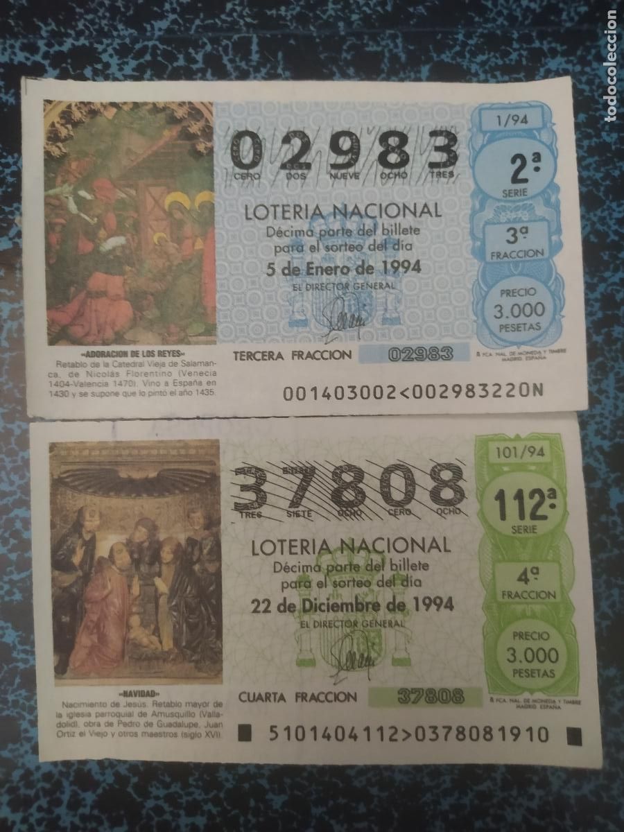Nationale spanische Lotterie: LOTER&Iacute;A NACIONAL DEL SABADO - A&Ntilde;O 1994 COMPLETO -