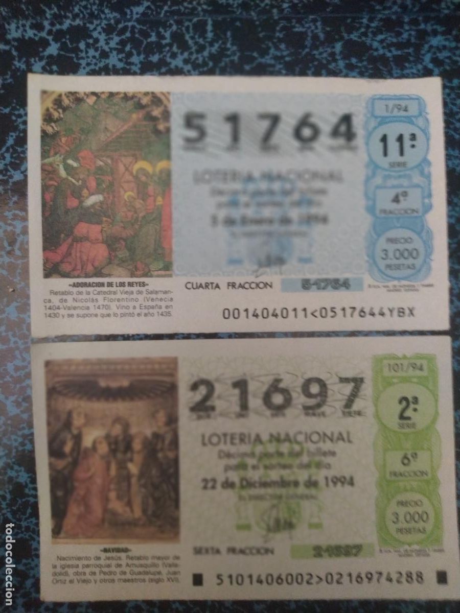 Nationale spanische Lotterie: LOTER&Iacute;A NACIONAL DEL SABADO - A&Ntilde;O 1994 COMPLETO -