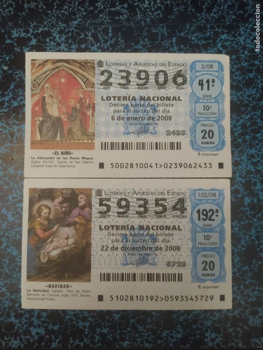National Spanish Lottery: LOTER&Iacute;A NACIONAL DEL SABADO - A&Ntilde;O 2008 COMPLETO -