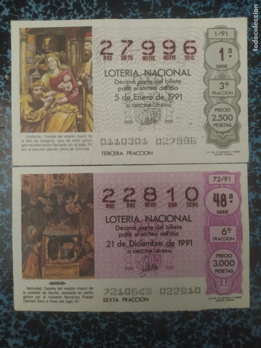 National Spanish Lottery: LOTER&Iacute;A NACIONAL DEL SABADO - A&Ntilde;O 1991 COMPLETO -
