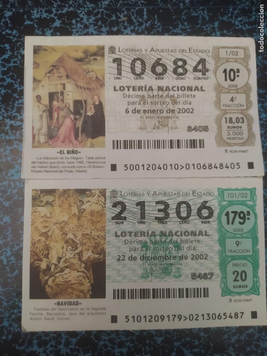 National Spanish Lottery: LOTER&Iacute;A NACIONAL DEL SABADO - A&Ntilde;O 2002 COMPLETO -