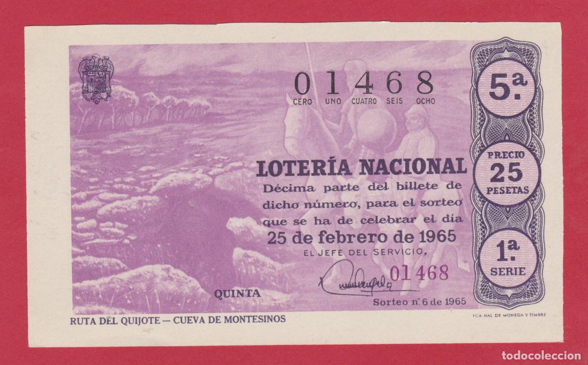 Loter&iacute;a nacional: LOTERIA SORTEO 6 DE 1965 SERIE 1&ordf; RUTA DEL QUIJOTE