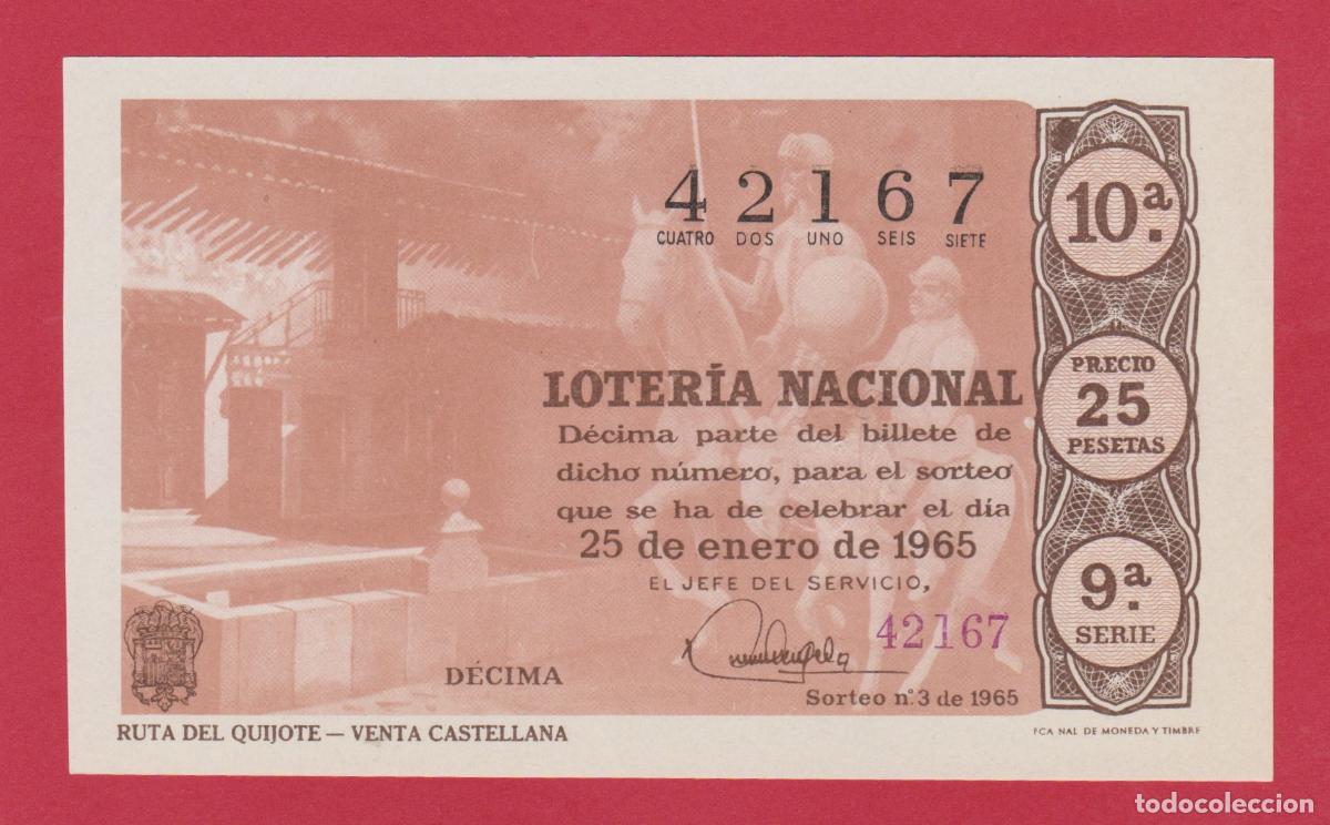 Loter&iacute;a nacional: LOTERIA SORTEO 3 DE 1965 SERIE 9&ordf; RUTA DEL QUIJOTE