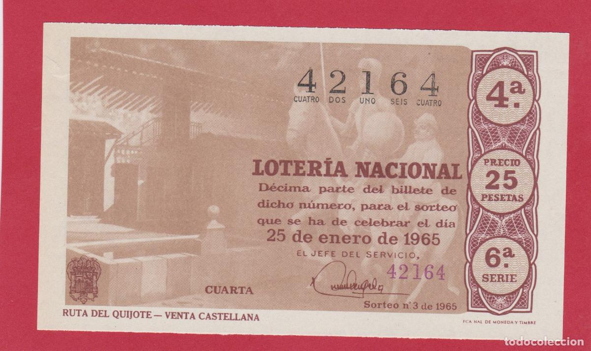 Loter&iacute;a nacional: LOTERIA SORTEO 3 DE 1965 SERIE 6&ordf; RUTA DEL QUIJOTE