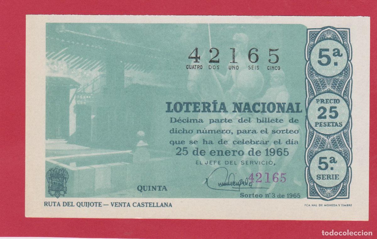 Loter&iacute;a nacional: LOTERIA SORTEO 3 DE 1965 SERIE 5&ordf; RUTA DEL QUIJOTE