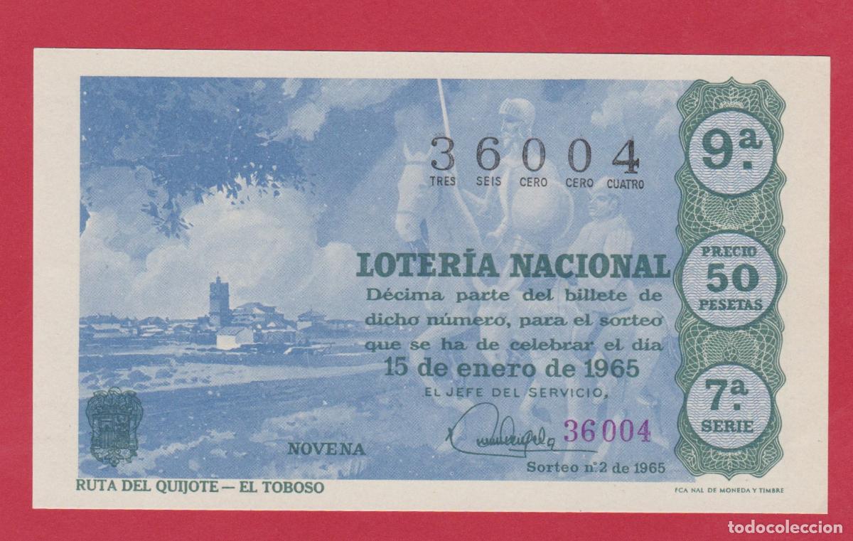 Loter&iacute;a nacional: LOTERIA SORTEO 2 DE 1965 SERIE 7&ordf; RUTA DEL QUIJOTE EL TOBOSO