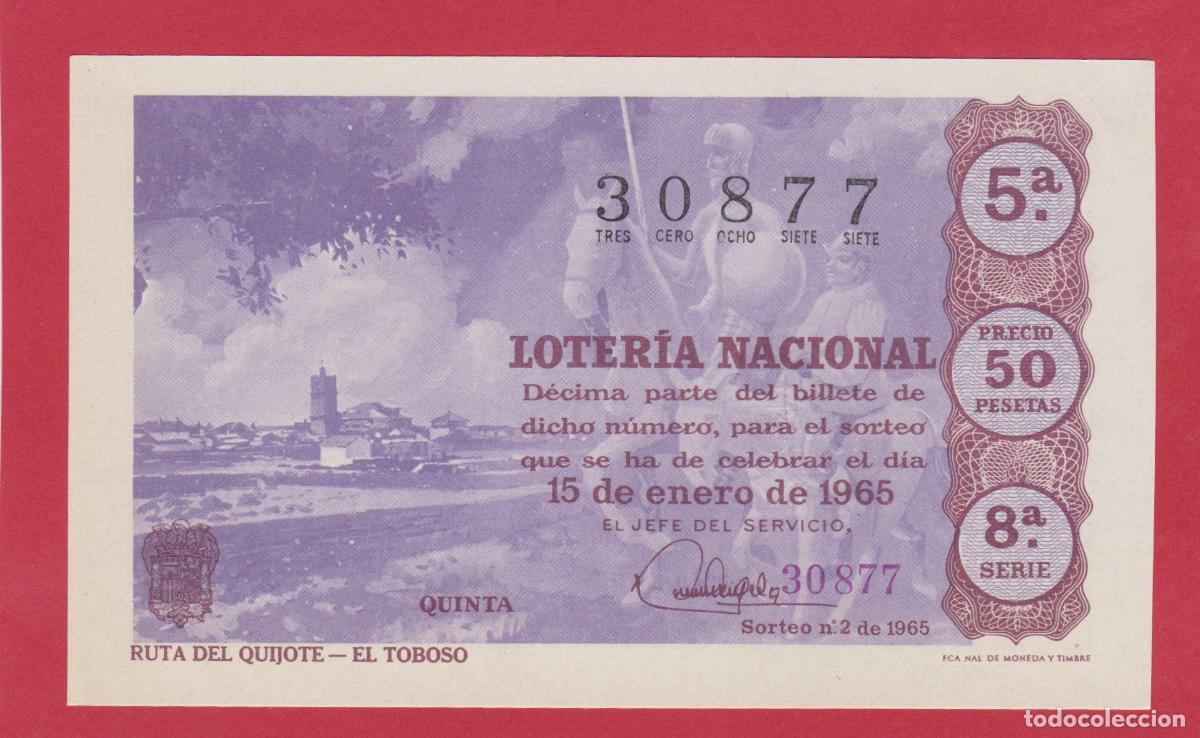 Loter&iacute;a nacional: LOTERIA SORTEO 2 DE 1965 SERIE 8&ordf; RUTA DEL QUIJOTE EL TOBOSO