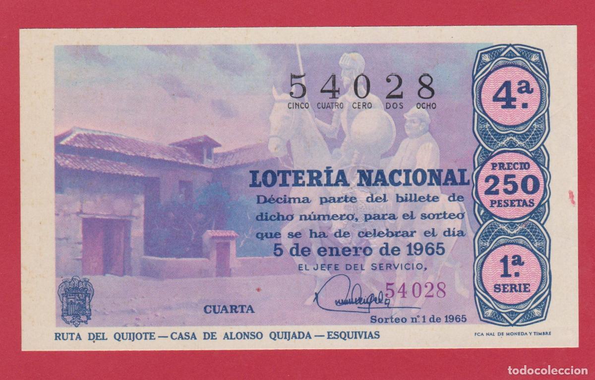 Loter&iacute;a nacional: LOTERIA SORTEO 1 DE 1965 SERIE 1&ordf; RUTA DEL QUIJOTE