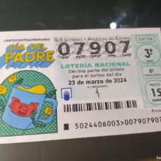 Lotteria Nationale Spagnola: 1 DECIMO LOTERIA NACIONAL SABADO 23 MARZO 2024 - 24/24 DIA DEL PADRE - TAZA PAPÁ