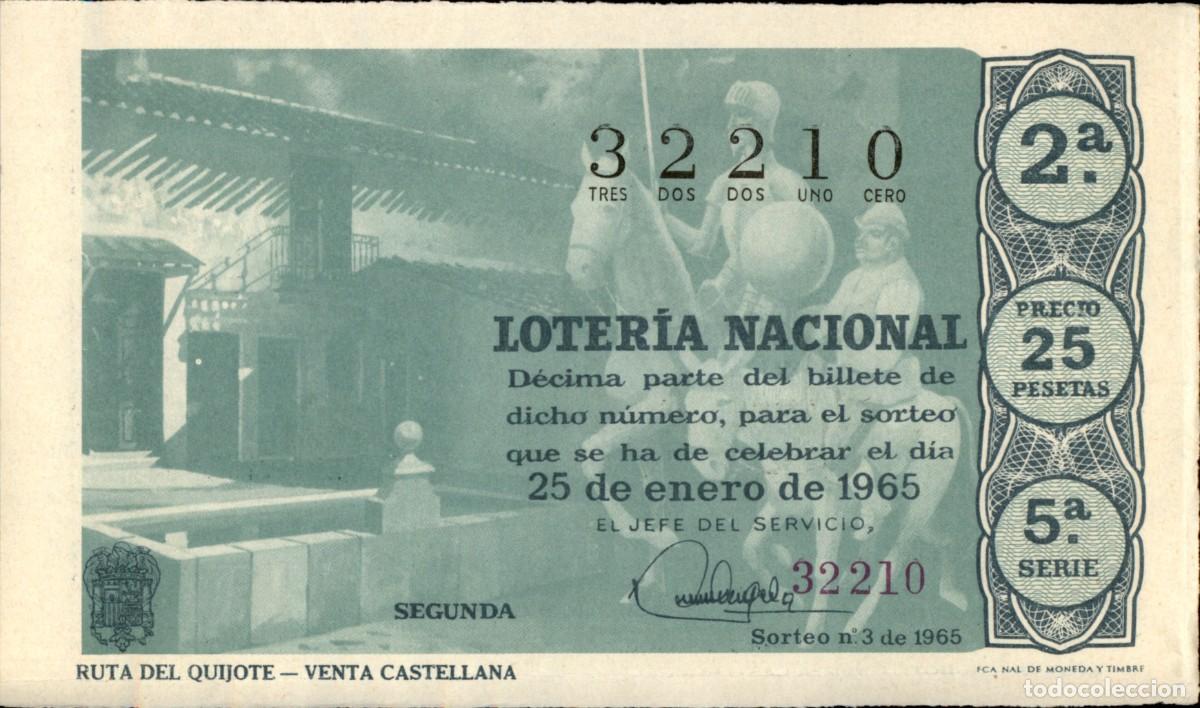 Loter&iacute;a nacional: Loteria Nacional - 25 de enero de 1965 - Ruta del Quijote - Venta castellana