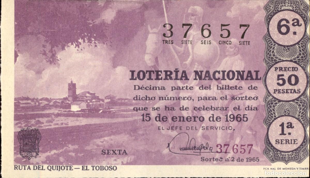 Loter&iacute;a nacional: Loteria Nacional - 15 de enero de 1965 - Ruta del Quijote - El Toboso - Do&ntilde;a Manolita