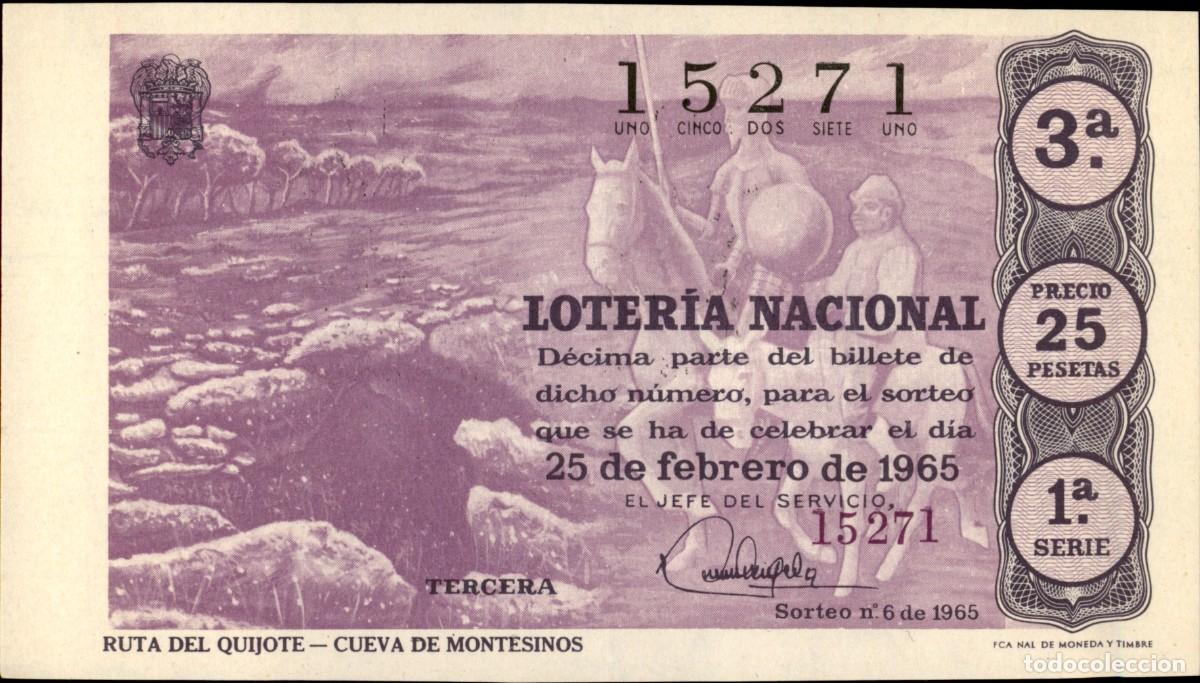 Loter&iacute;a nacional: Loteria Nacional - 25 de febrero de 1965 - Ruta del Quijote - Cueva de Montesinos