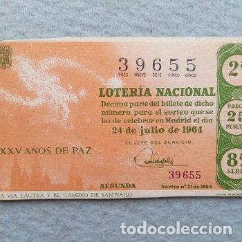 Loter&iacute;a nacional: D&eacute;cimo. Sorteo n&ordm;: 21 de 1964. - Foto 1