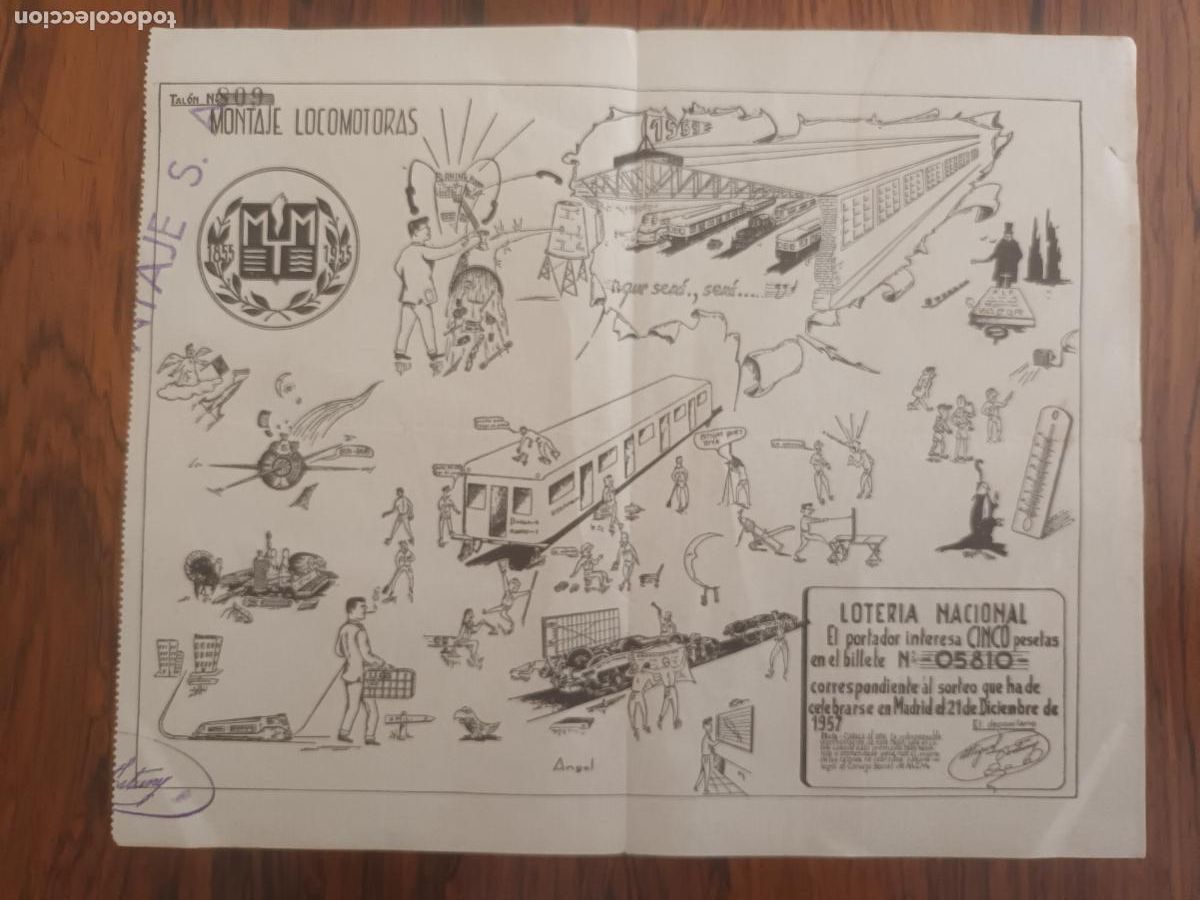 Loter&iacute;a Nacional: PARTICIPACION LOTERIA 1957 MAQUINISTA TERRESTRE Y MAR&Iacute;TIMA - MONTAJE LOCOMOTORAS FERROCARRIL TREN