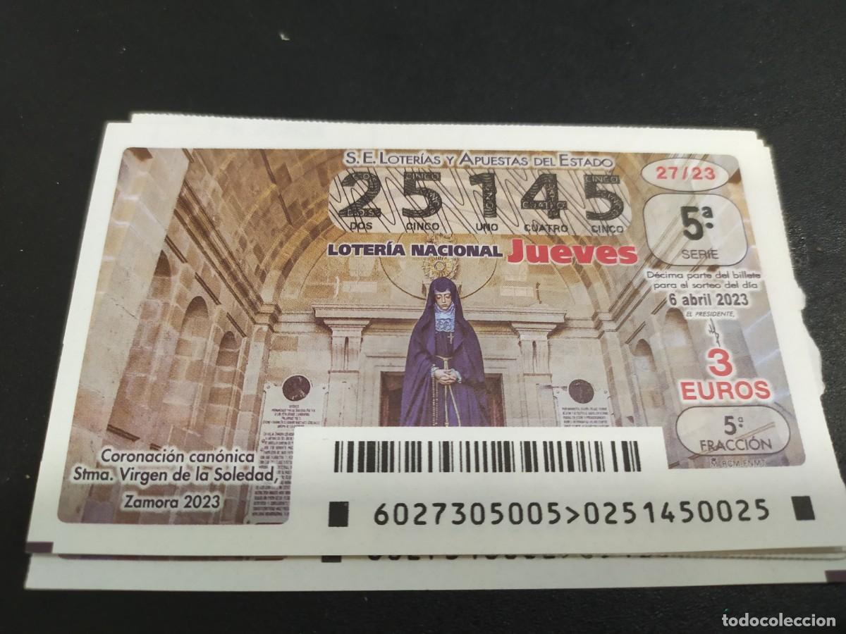 Nationale spanische Lotterie: 1 DECIMO LOTERIA JUEVES 6 ABRIL 2023 - 27/23 - ZAMORA - CORONACION VIRGEN DE LA SOLEDAD