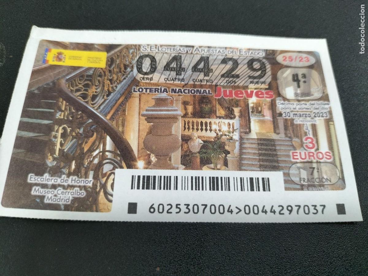 Nationale spanische Lotterie: 1 DECIMO LOTERIA JUEVES - 30 MARZO 2023 - 25/23 - MUSEO CERRALBO MADRID ESCALERA DE HONOR