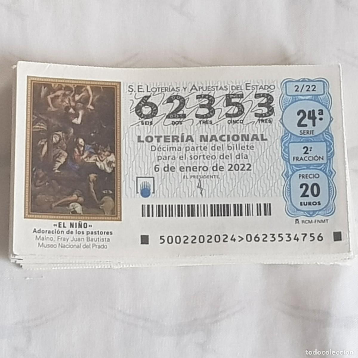 Loterie Nationale: LOTER&Iacute;A NACIONAL, A&Ntilde;O 2022 COMPLETO, SORTEO S&Aacute;BADOS, MUY BUEN ESTADO