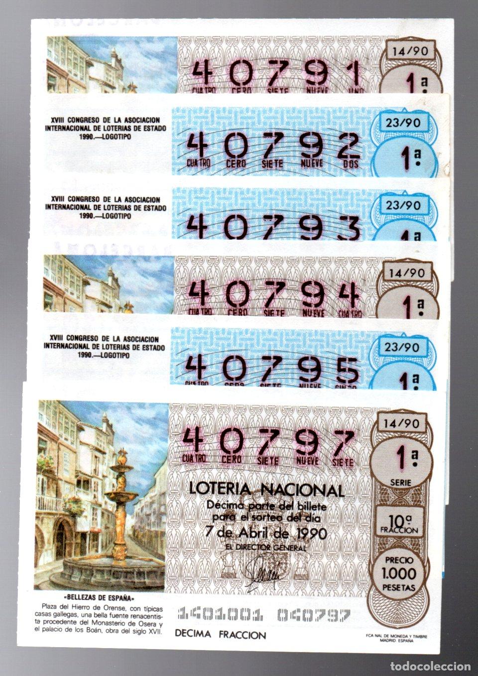 National Spanish Lottery: LOTERIA NACIONAL - 6 D&Eacute;CIMOS PARA CORRELATIVA -