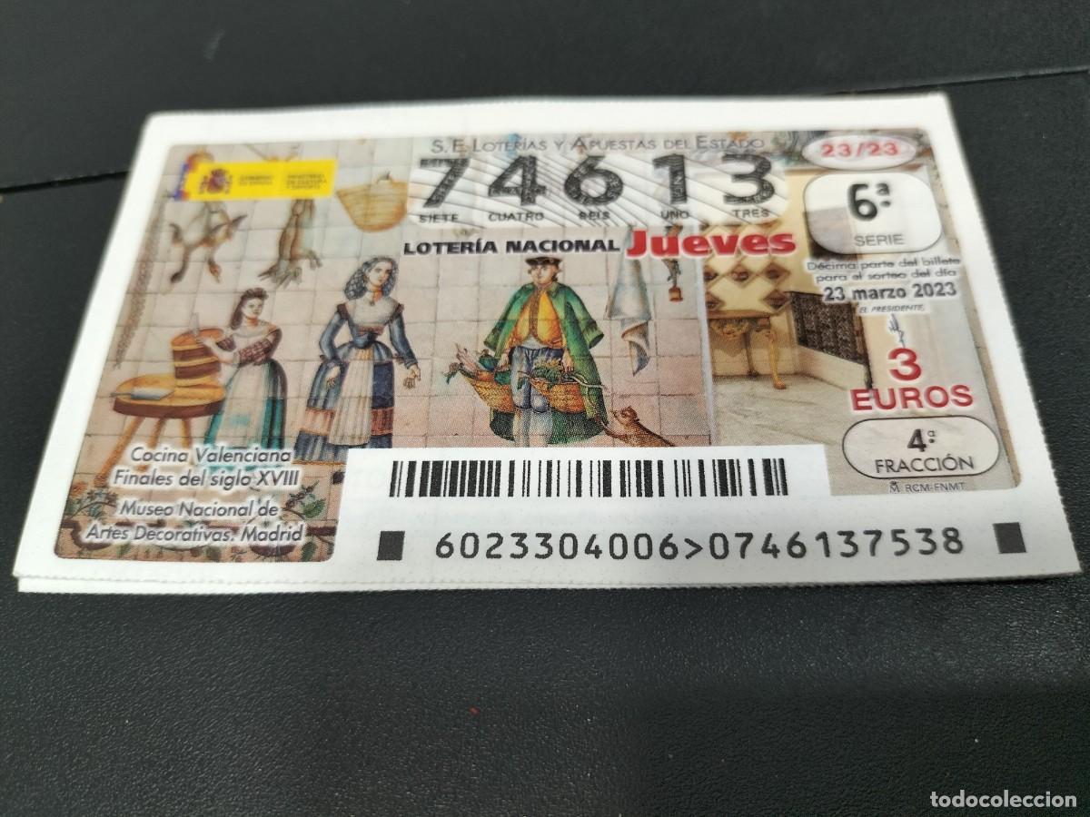 National Spanish Lottery: 1 DECIMO LOTERIA JUEVES - 23 MARZO 2023 - 23/23 - COCINA VALENCIANA SIGLO XIII VALENCIA