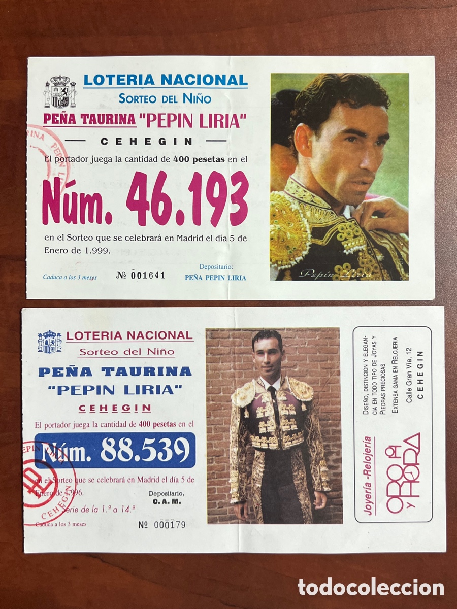 Loter&iacute;a nacional: LOTERIA NACIONAL PEPIN LIRIA TOROS CEHEGIN MURCIA