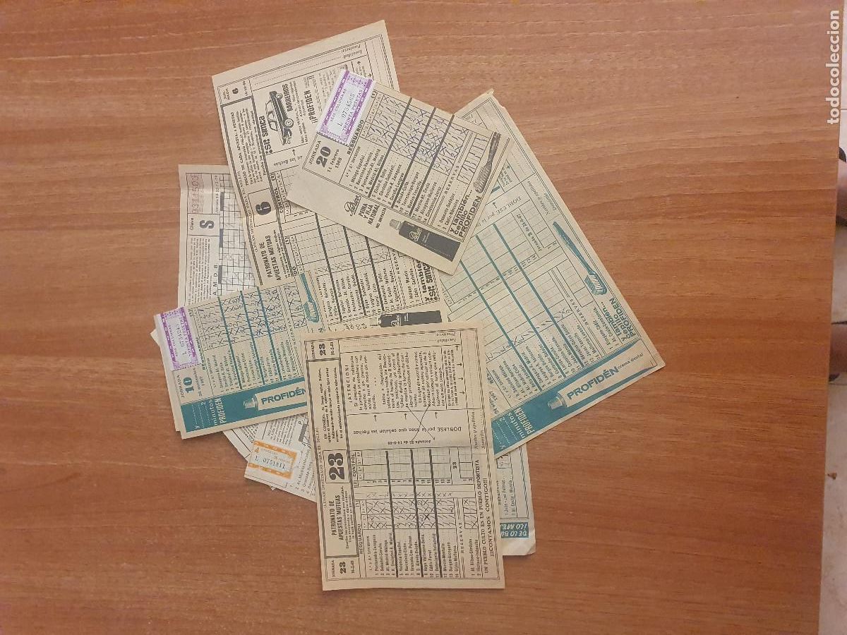 Loter&iacute;a Nacional: LOTE DE 10 BOLETOS QUINIELAS. A&Ntilde;OS 60 Y 70.