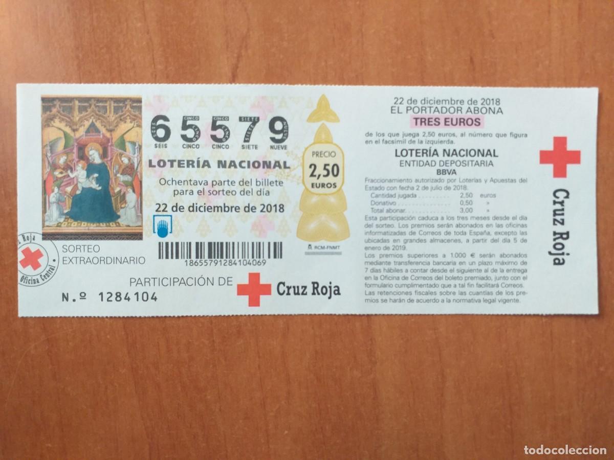 National Spanish Lottery: BOLETO DE LOTER&Iacute;A CRUZ ROJA - 2018 - N&ordm; 65579