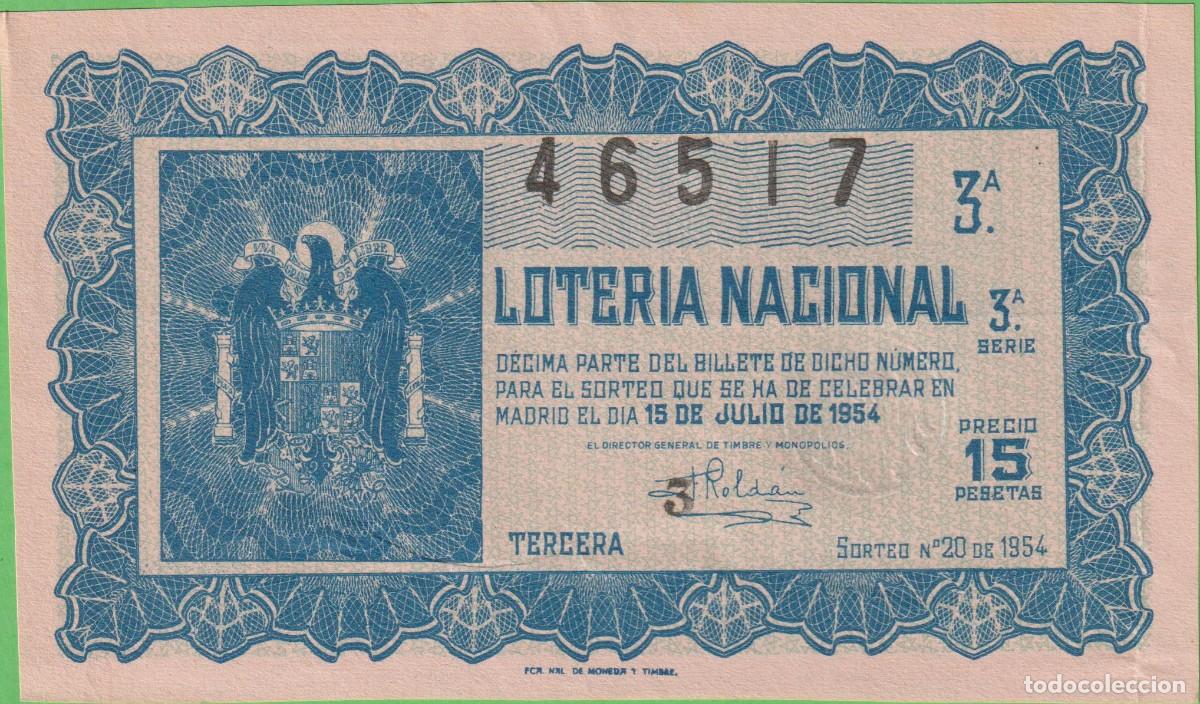 Loter&iacute;a nacional: LOTERIA NACIONAL - SORTEO - 20-1954 - SERIE 3&ordf; FRACCI&Oacute;N 3&ordf; - ADM.- 48 -BARCELONA