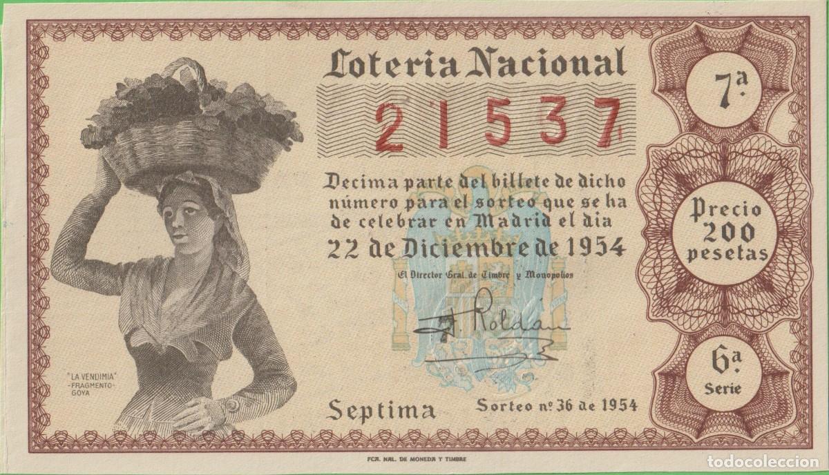 Loter&iacute;a nacional: LOTERIA NACIONAL - SORTEO - 36-1954 - SERIE 6&ordf; FRACCI&Oacute;N 7&ordf; - - ADM.- 11 - VALENCIA