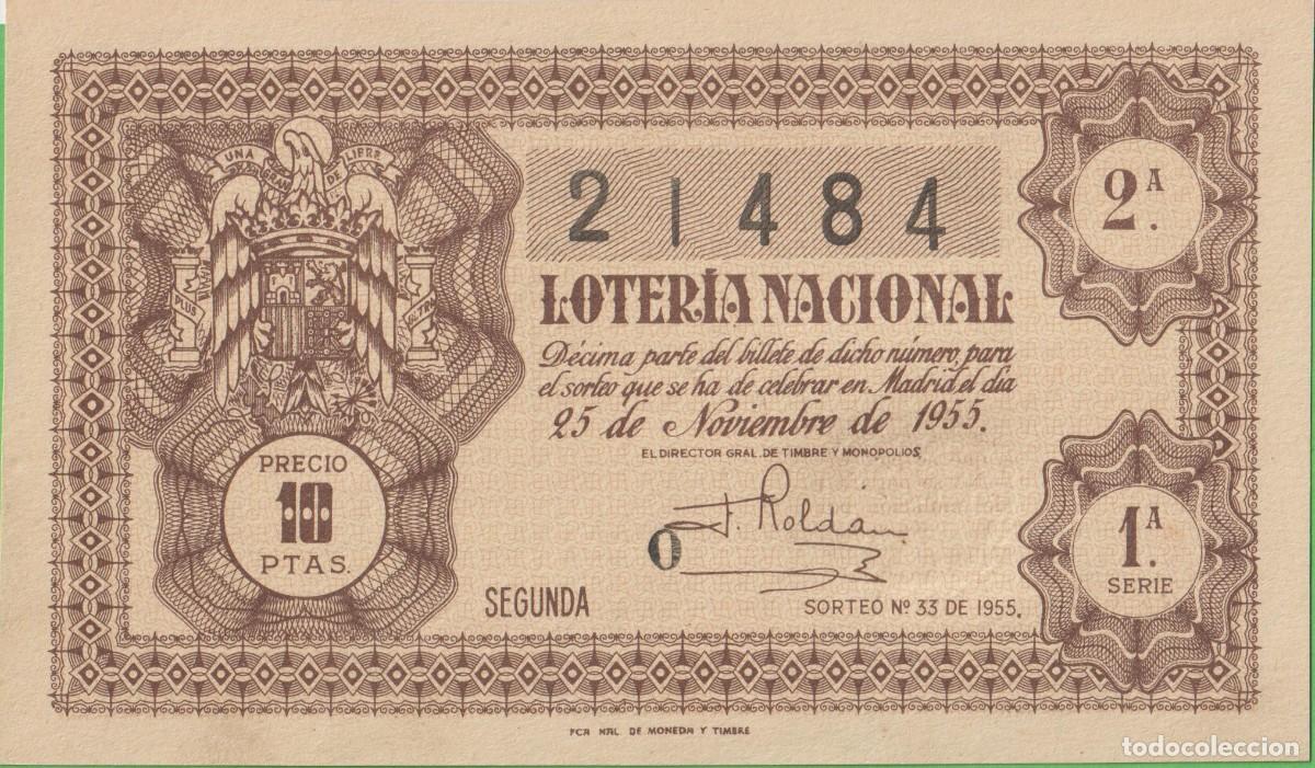 Loter&iacute;a nacional: LOTERIA NACIONAL - SORTEO - 33 - 1955 - SERIE 1&ordf; FRACCI&Oacute;N 2&ordf; - ADM.- 29 - BARCELONA