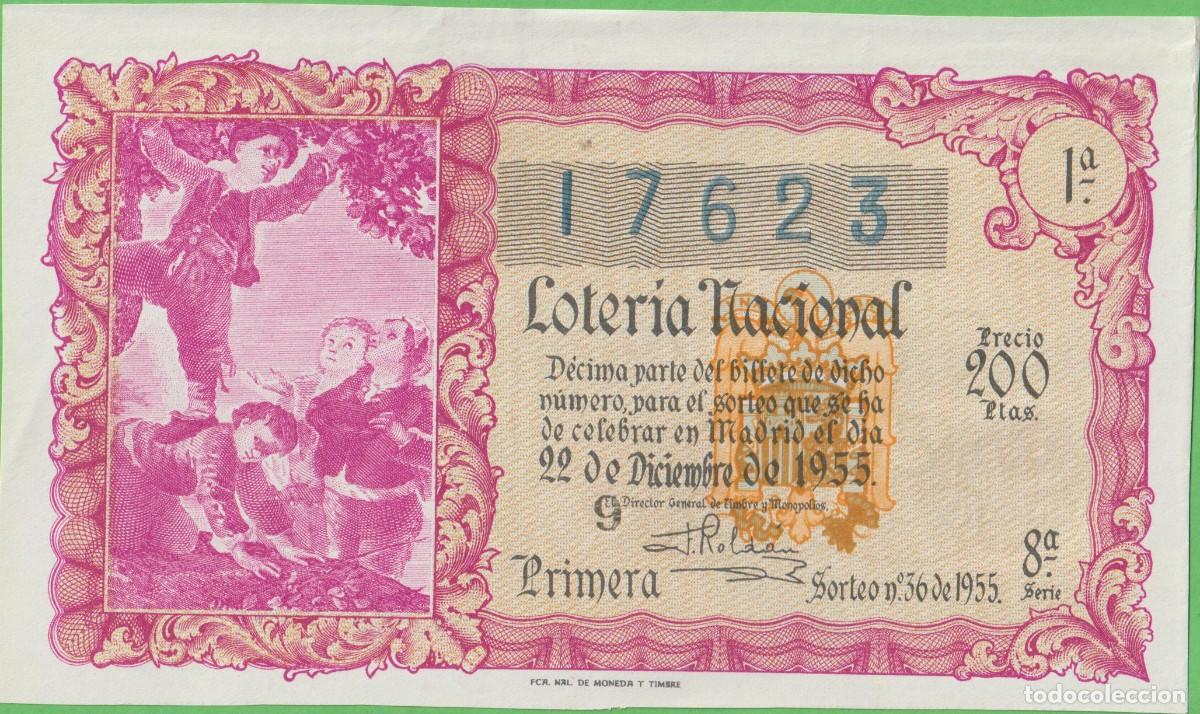 Loter&iacute;a nacional: LOTERIA NACIONAL - SORTEO - 36 - 1955 - SERIE 8&ordf; FRACCI&Oacute;N 1&ordf; - ADM.- 29 - BARCELONA