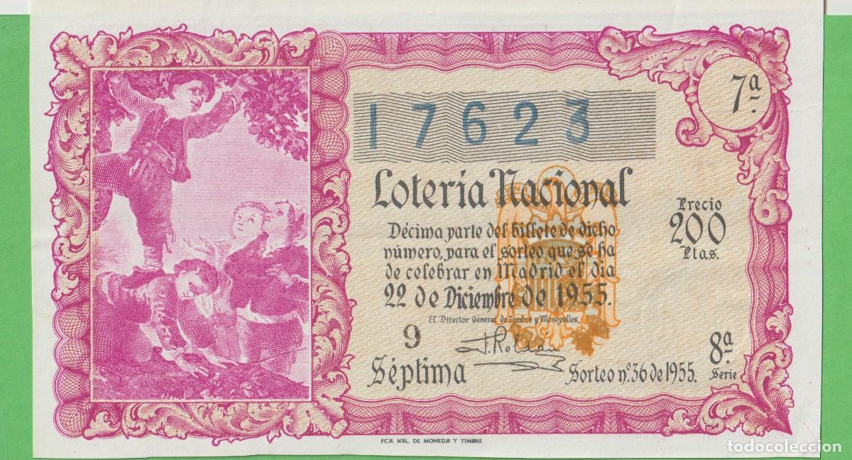 Loter&iacute;a nacional: LOTERIA NACIONAL - SORTEO - 36 - 1955 - SERIE 8&ordf; FRACCI&Oacute;N 7&ordf; - ADM.- 29 - BARCELONA