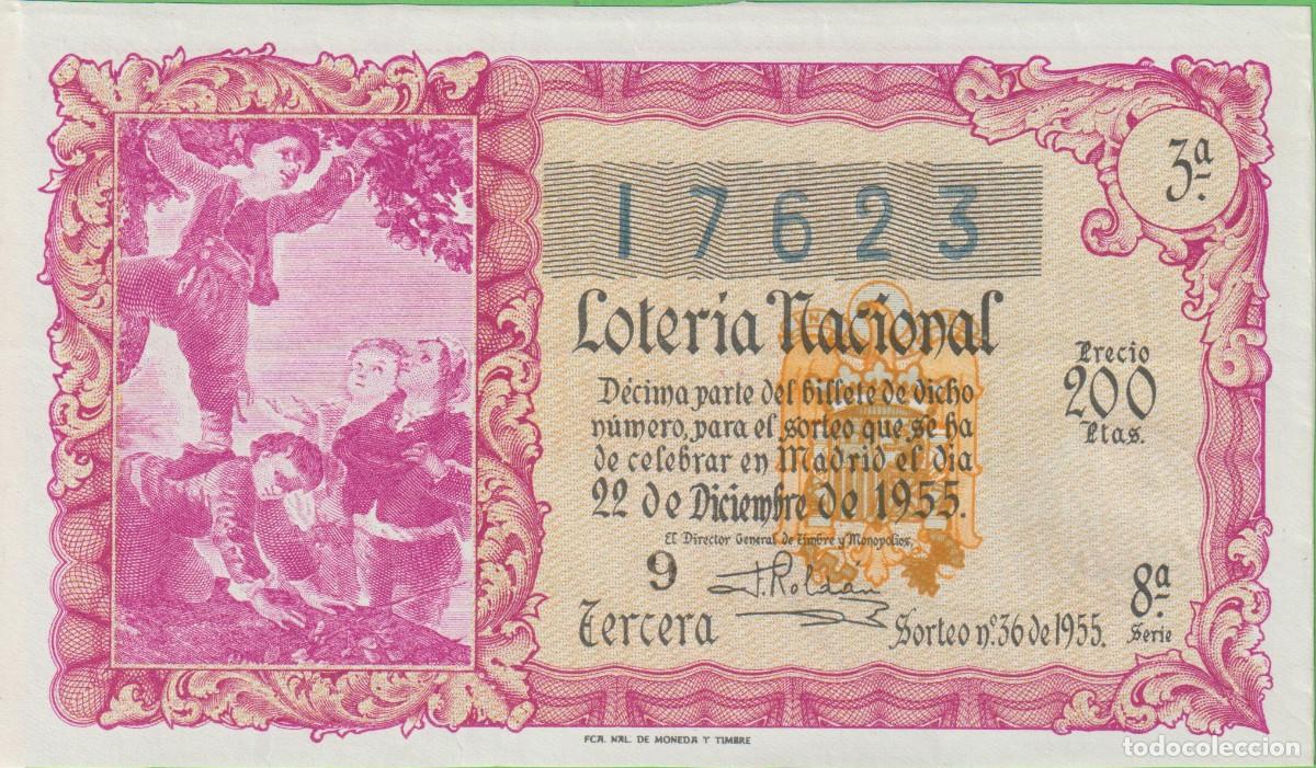Loter&iacute;a nacional: LOTERIA NACIONAL - SORTEO - 36 - 1955 - SERIE 8&ordf; FRACCI&Oacute;N 3&ordf; - ADM.- 29 - BARCELONA