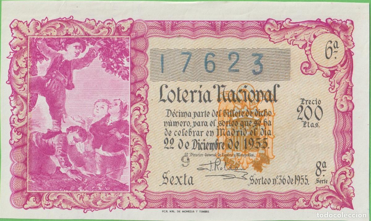 Loter&iacute;a nacional: LOTERIA NACIONAL - SORTEO - 36 - 1955 - SERIE 8&ordf; FRACCI&Oacute;N 6&ordf; - ADM.- 29 - BARCELONA
