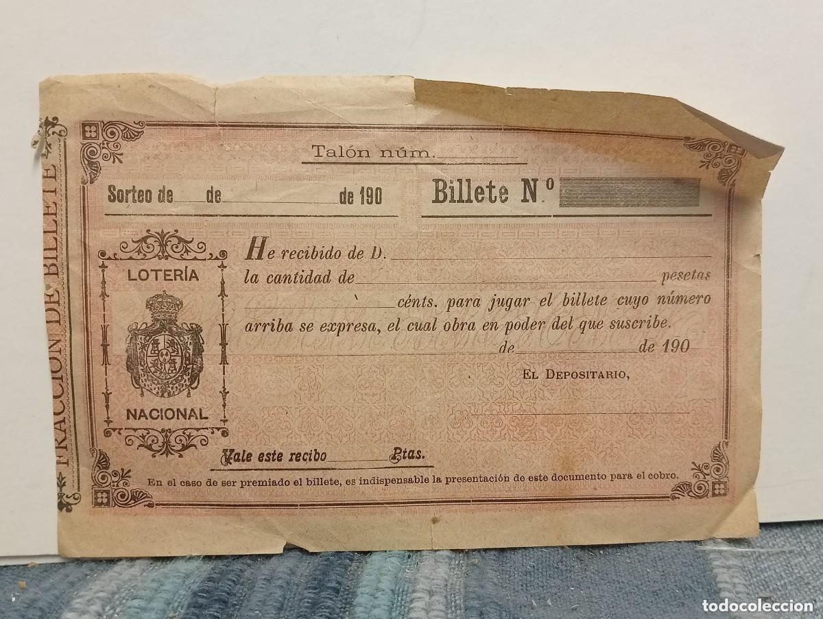 Loter&iacute;a Nacional: LOTERIA NACIONAL. TAL&Oacute;N. RECIBO DE PARTICIPACI&Oacute;N