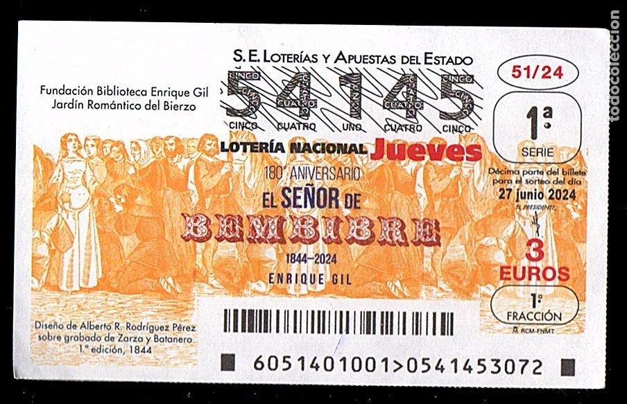 National Spanish Lottery: LOTER&Iacute;A NACIONAL - SORTEO 51/24 - NUMERO CAPIC&Uacute;A -