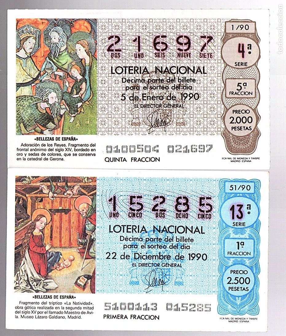 National Spanish Lottery: LOTER&Iacute;A NACIONAL - A&Ntilde;O 1990 COMPLETO - TEMA: BELLEZAS DE ESPA&Ntilde;A II -