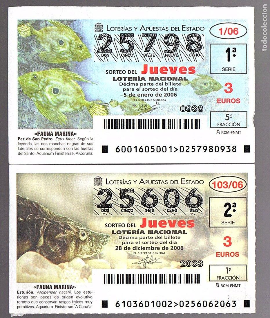 National Spanish Lottery: LOTER&Iacute;A NACIONAL DEL JUEVES - A&Ntilde;O 2006 COMPLETO - TEMA: FAUNA MARINA II -