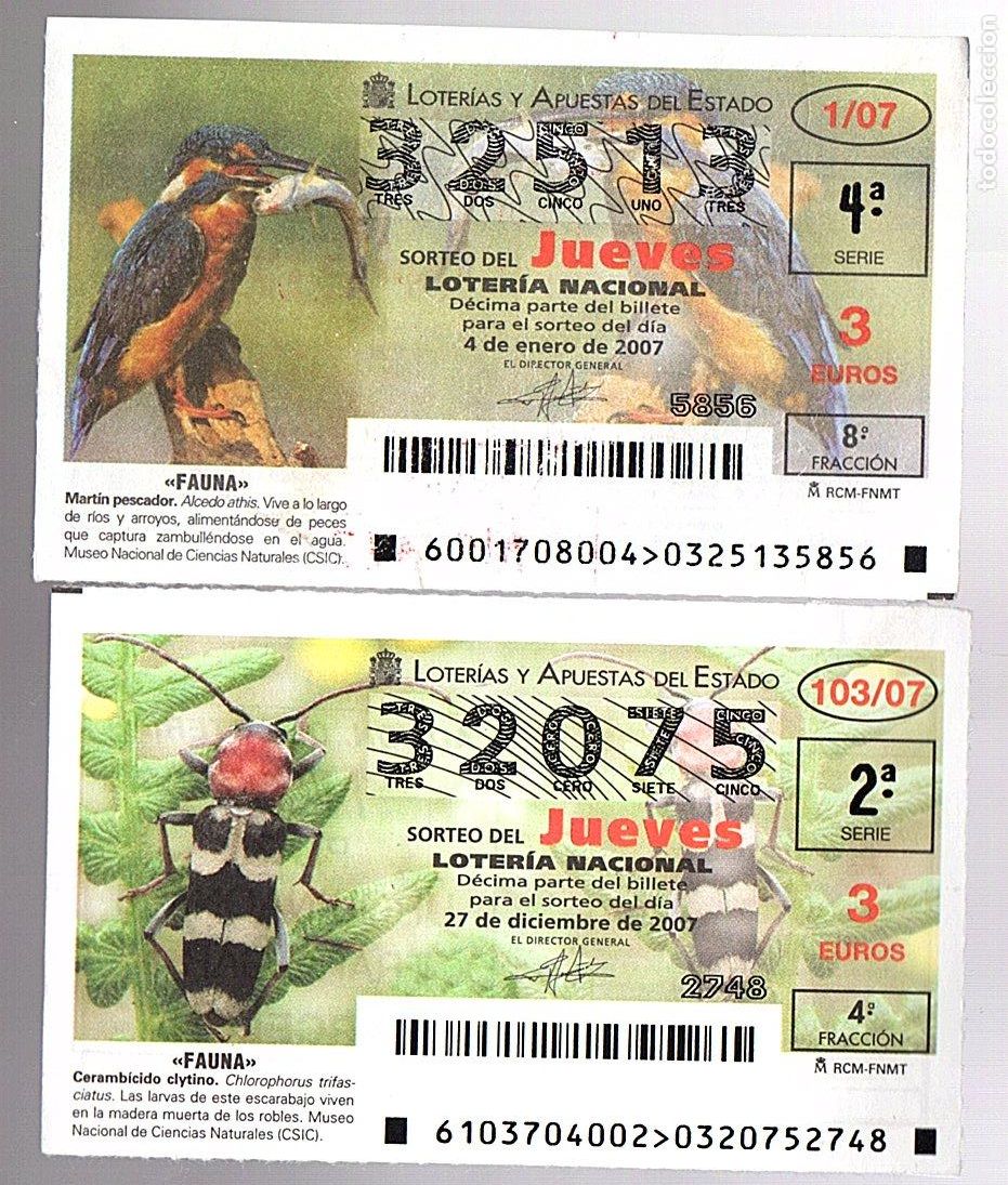 National Spanish Lottery: LOTER&Iacute;A NACIONAL DEL JUEVES - A&Ntilde;O 2007 COMPLETO - TEMA: FAUNA -
