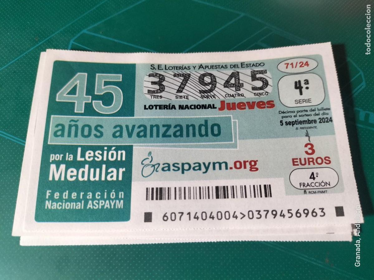 Loterie Nationale: 1 D&Eacute;CIMO LOTER&Iacute;A JUEVES 5 SEPTIEMBRE 2024 71/24 45 A&Ntilde;OS LUCHANDO POR LA LESION MEDULAR