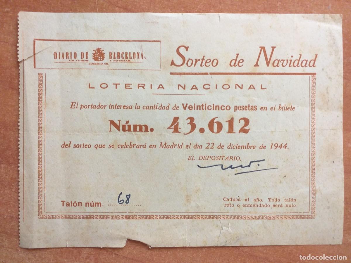 Nationale spanische Lotterie: 1994 PARTICIPACI&Oacute;N LOTER&Iacute;A SORTEO DE NAVIDAD - DIARIO DE BARCELONA - N&ordm; 43612