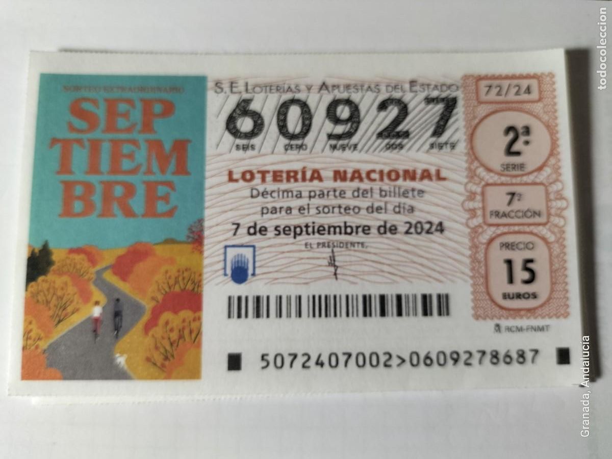 Loterie Nationale: 1 D&Eacute;CIMO LOTER&Iacute;A S&Aacute;BADO 7 SEPTIEMBRE 2024 72/24 SORTEO EXTRAORDINARIO DE SEPTIEMBRE