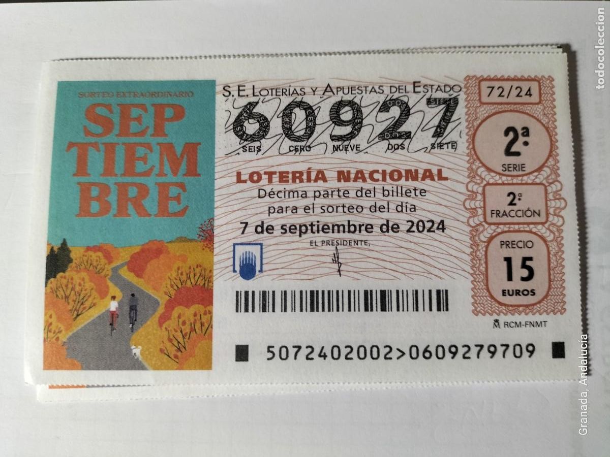 Loterie Nationale: 1 D&Eacute;CIMO LOTER&Iacute;A S&Aacute;BADO 7 SEPTIEMBRE 2024 72/24 SORTEO EXTRAORDINARIO DE SEPTIEMBRE