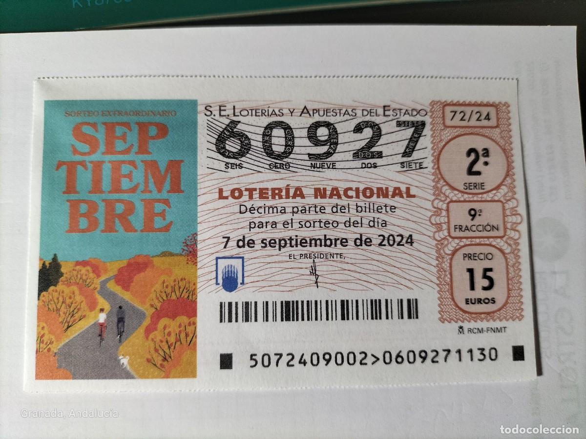Loterie Nationale: 1 D&Eacute;CIMO LOTER&Iacute;A S&Aacute;BADO 7 SEPTIEMBRE 2024 72/24 SORTEO EXTRAORDINARIO DE SEPTIEMBRE