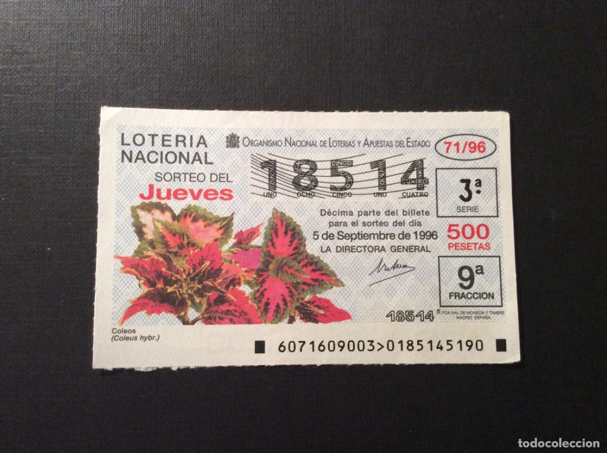 National Spanish Lottery: DECIMO LOTERIA JUEVES N&ordm; 18514 SORTEO 71 A&Ntilde;O 1996