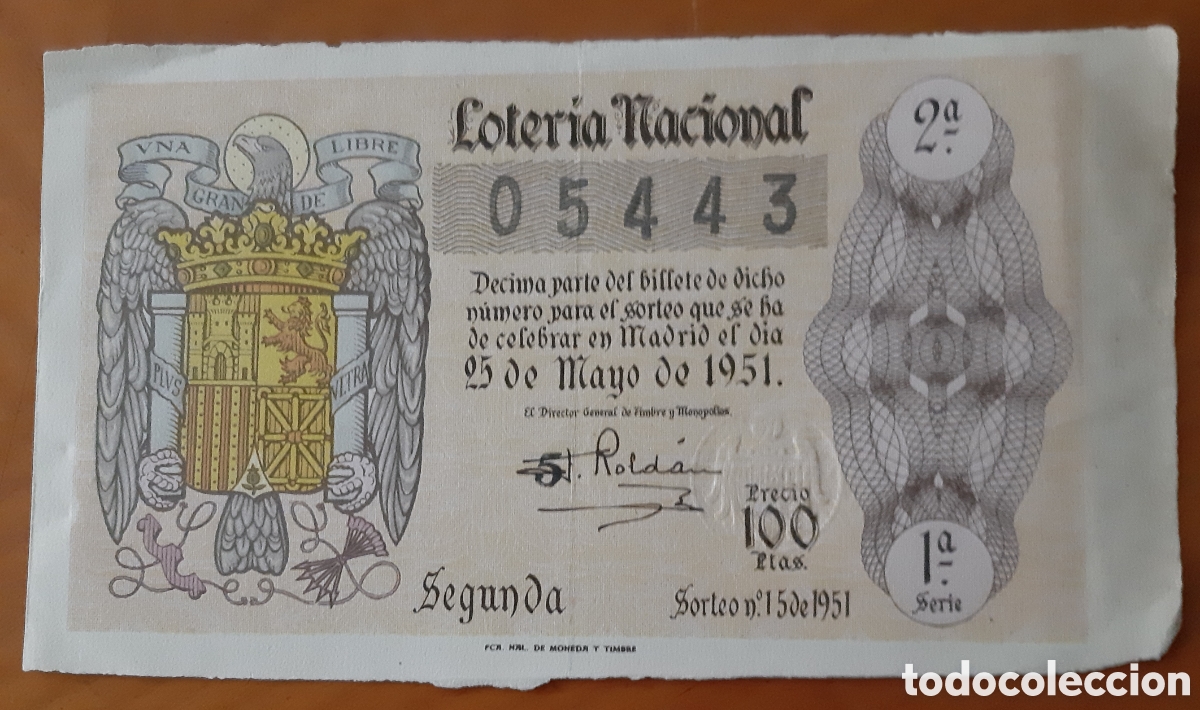 Loter&iacute;a Nacional: D&eacute;cimo de loter&iacute;a nacional. A&ntilde;o 1951